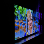 نمای کناری تلویزیون سونی XR80 در محیط تاریک با طراحی باریک OLED و نورپردازی ملایم